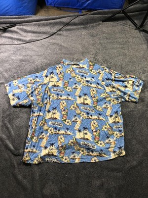 Big Dogs Shirt Mens 2XL Blue Hawaiian Aloha Button Up Beer Graphic Drinks Print