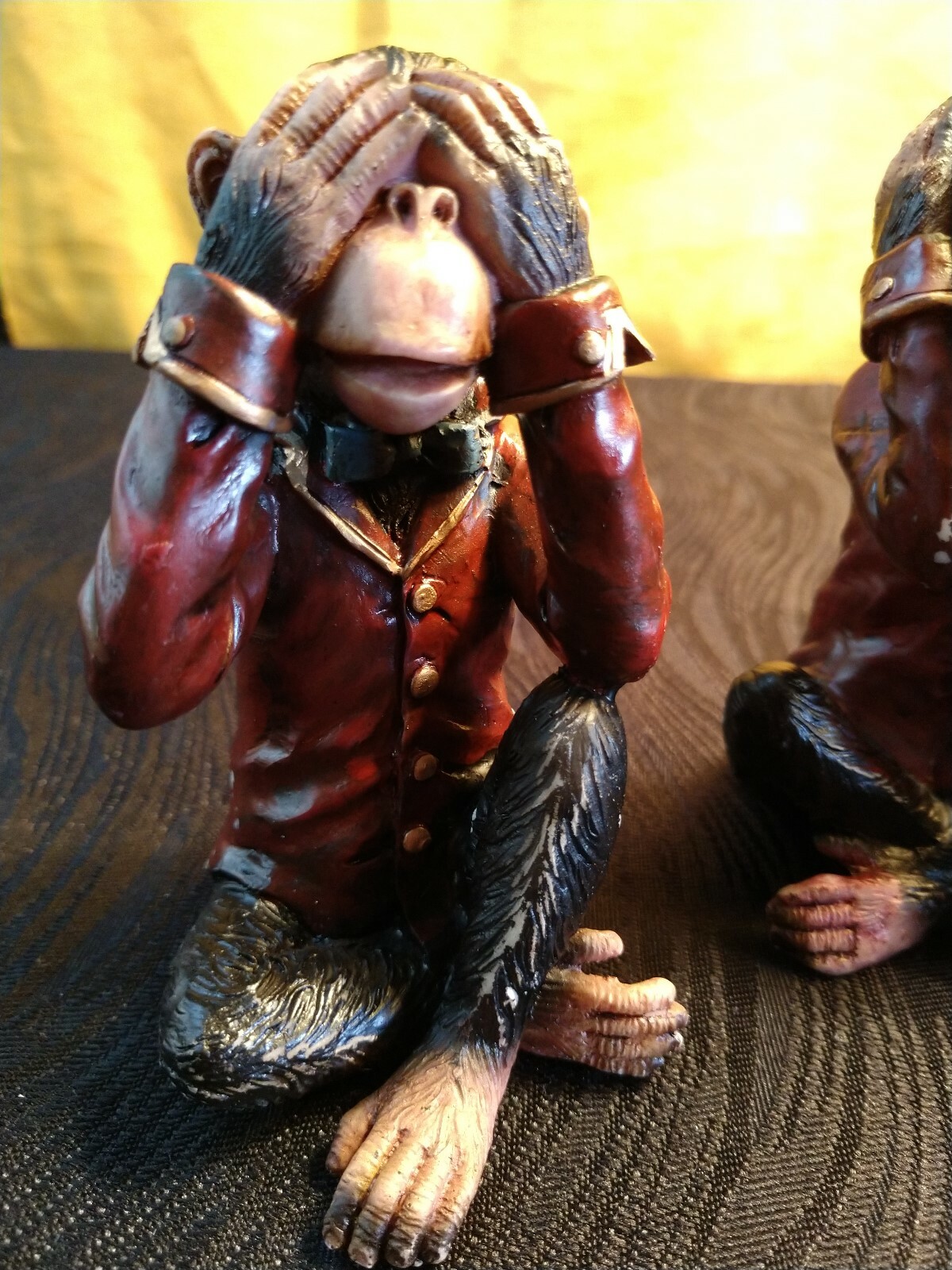 Antique set of three ceramic hear no evil, speak no evil, talk no evil monkey's