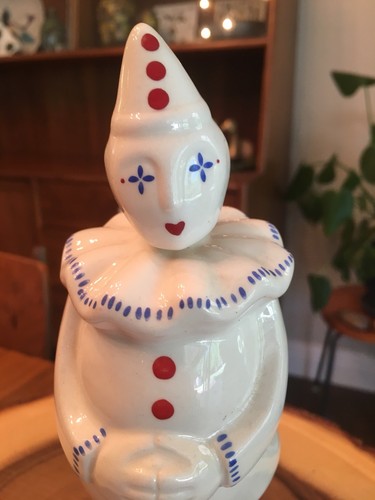 Vintage Clown Harlequin Decanter Bottle Porcelain Ceramic Vandor Imports