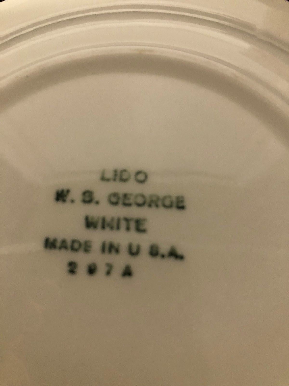 W S George White Lido Peach Blossom Platinum cup & saucer pre-owned