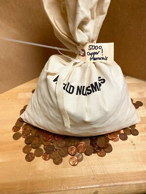 GIANT 5000 Count Bag Of ALL COPPER Pennies 34 plus LBS of Lincoln Cents