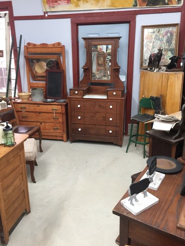 Antique Eastlake Marble Top Wooden Dresser With Mirror