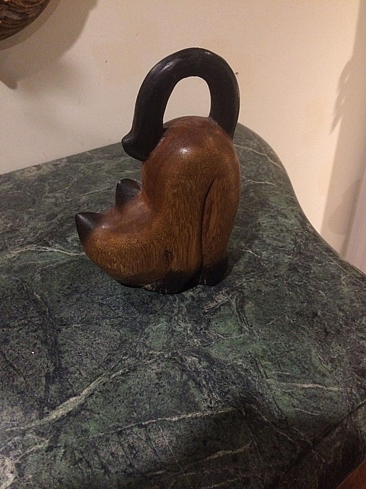 Hand Painted Carved Wood Folk Art Cat Figurine