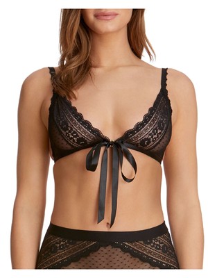 

HANKY PANKY Intimates Черный бюстгальтер без косточек без подкладки с треугольными чашечками и большим атласным бантом, 4A7264