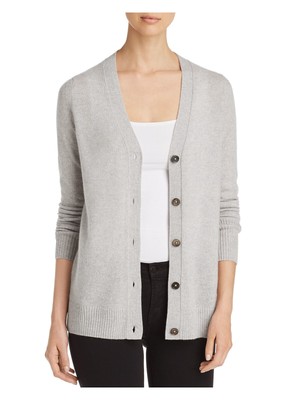 

C Женский серый текстурированный свитер с длинным рукавом и открытым передом на пуговицах