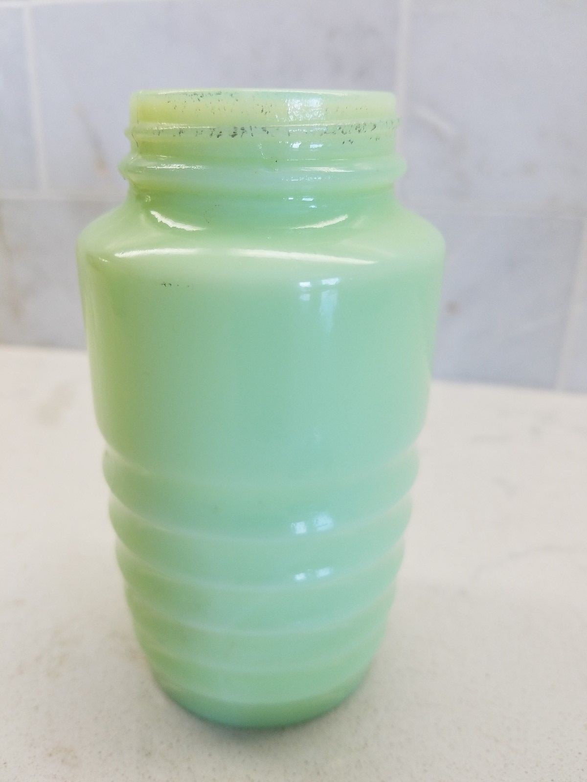 Original vintage jadeite jadite ribbed glass Range size pepper shaker with lid