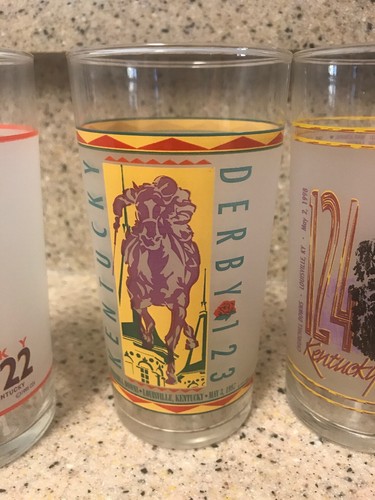 Lot Of 5 Kentucky Derby Glasses 1996-2000 Churchill Downs Louisville