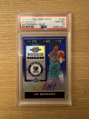 2019 panini Ja Morant Blue 99枚限定RC PSA10 2019 Panini Contenders Optic Ja Morant Blue Auto /99 PSA 10