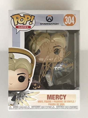 Funko Pop Games Overwatch Mercy Signed Autographed Lucie Pohl JSA COA