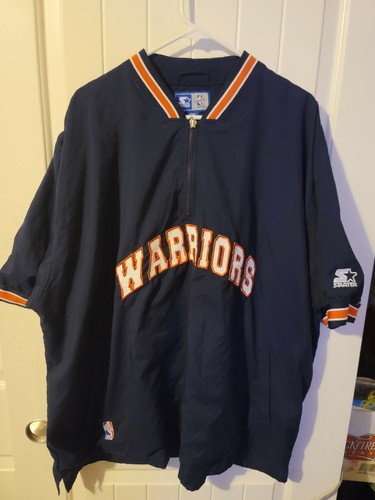 ウェア NBA Warriors warmup longtee3XL Vtg Starter Authentic GOLDEN STATE WARRIORS NBA Zip Up Warm