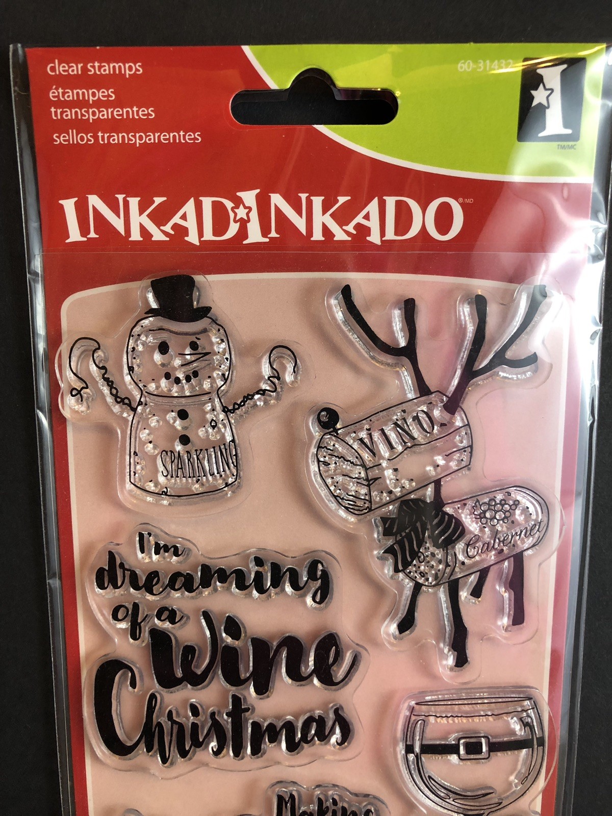 Wine Christmas Making spirits bright Clear Stamp Set New Indadinkado