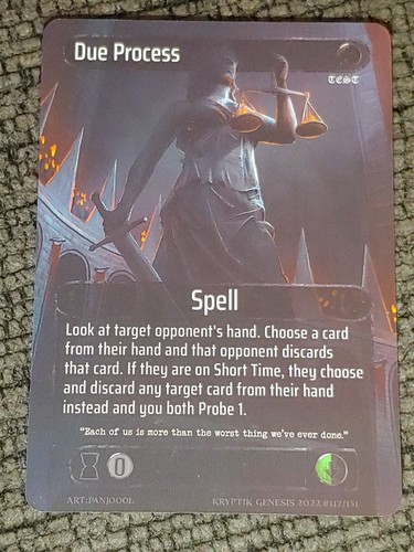 Kryptik TCG PRE KICKSTARTER 2022 TEST Due Process Spell 117/151 