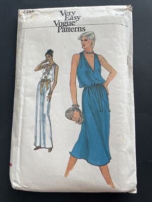 7354 Vogue Women's DRESS Loose Fitting with BELT Sewing Pattern Size 6 Uncut