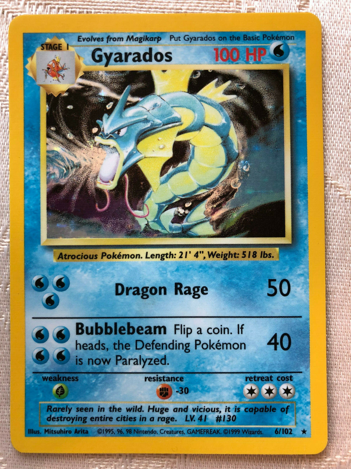 ギャラドス 英語版 旧裏 Gyarados 初版 shadow less Pokemon Shadow Holo Gyarados #6 | eBay