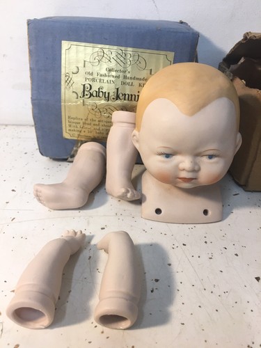 Vintage Porcelain Doll Head, Arms, Legs Parts 3 Sets