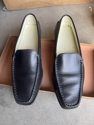 New TOD'S Womens PELLAME Khadi Black Leather LOAFERS Driving SHOES 36