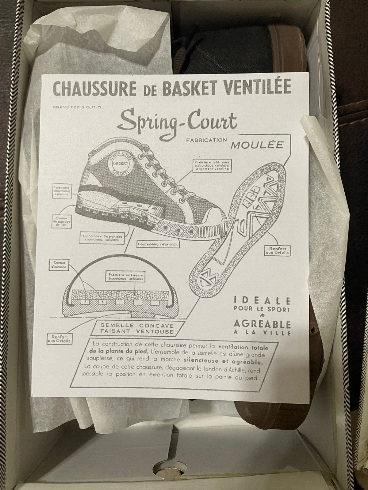 Pre-owned Spring Court Men's Polished Canvas B1 Midcut M Sneakers Dark Brown Size 43