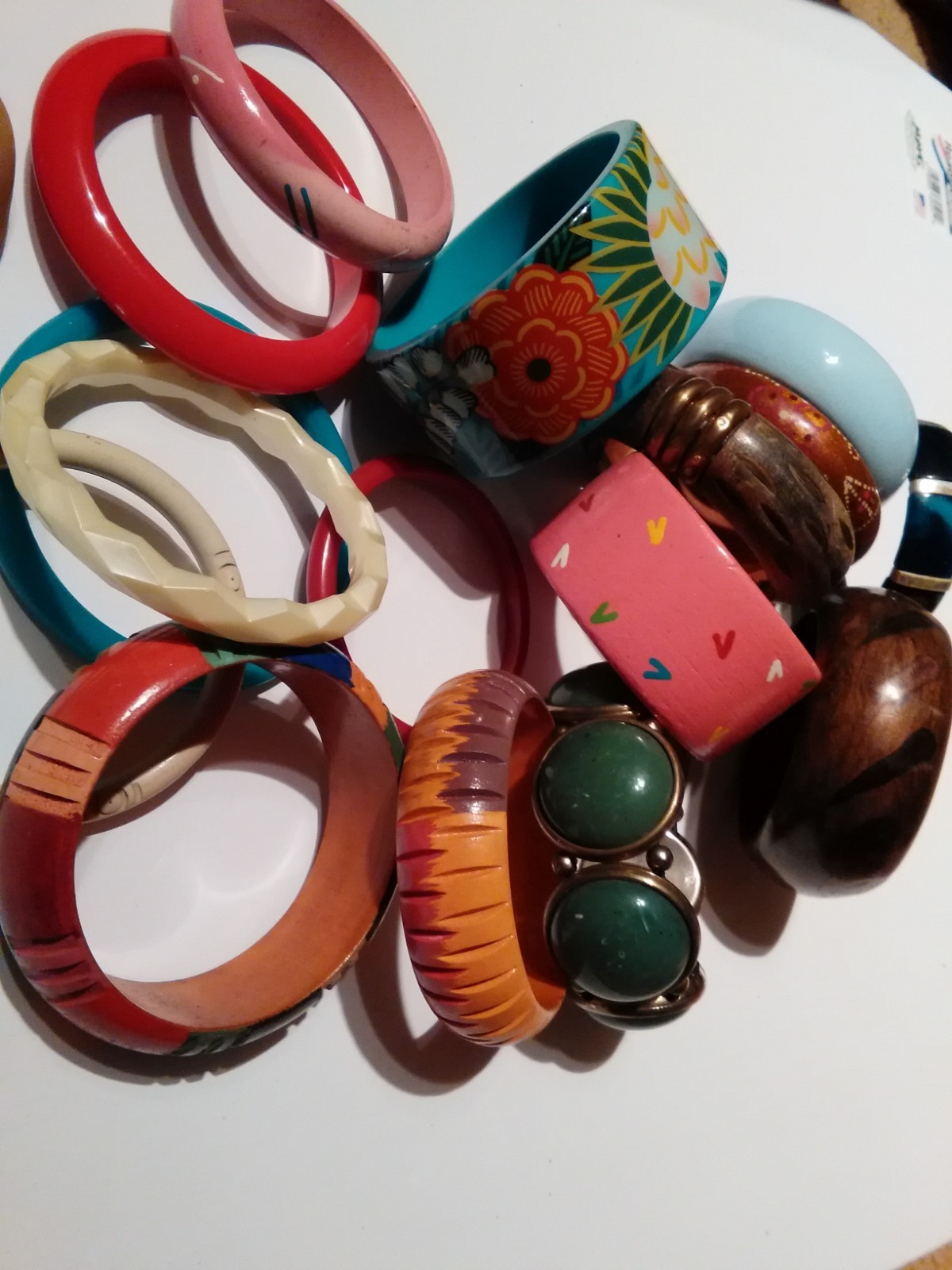 Vintage Bangles Lot 18 Colors Melmac Glass Wood Plastic 60s 70s 80s Stretchy