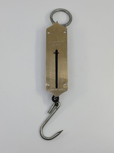 Vintage 50lb Hook Brass Feed Scale Primative Antique General Store