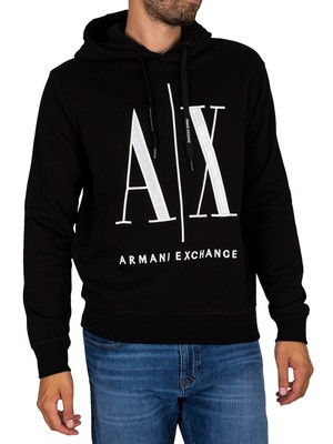 

Мужское худи с вышивкой Armani Exchange, черный