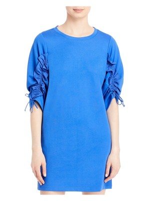 

KOBI HALPERIN Женское синее мини-платье прямого кроя с пуловером и рукавами 3/4, Синий