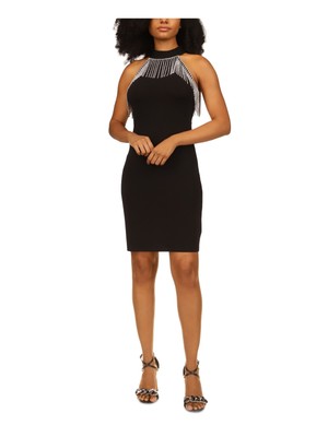 MICHAEL MICHAEL KORS Женское черное платье-футляр без подкладки со стразами без рукавов M