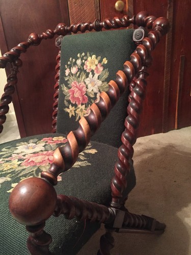 Antique Hunzinger Twisted Barley Lollipop Rocker Armchair.  19th Cent Rare
