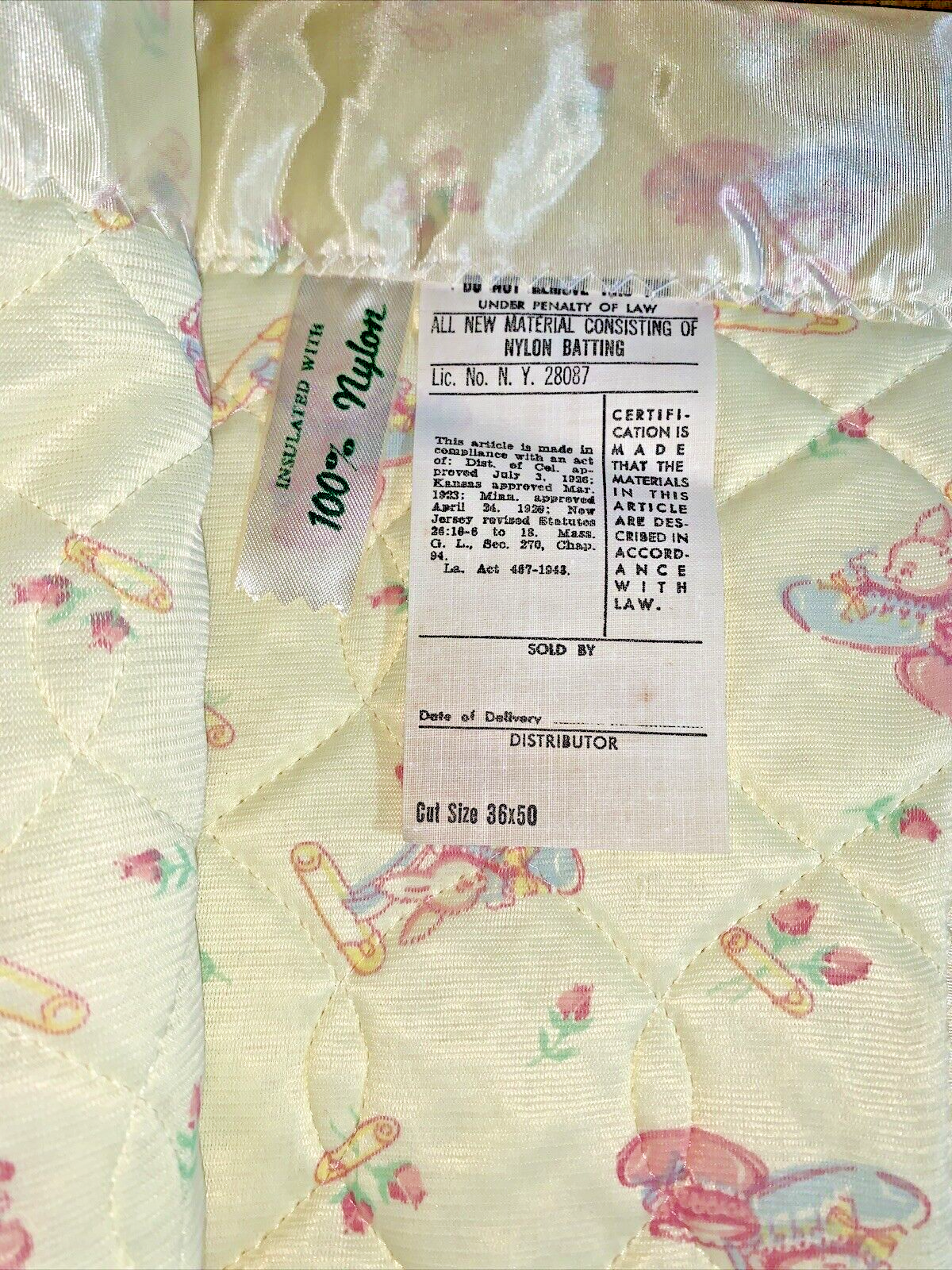 Crib Nylon Quilt Satin Trim Nos 1950s Mcm 36 X 50