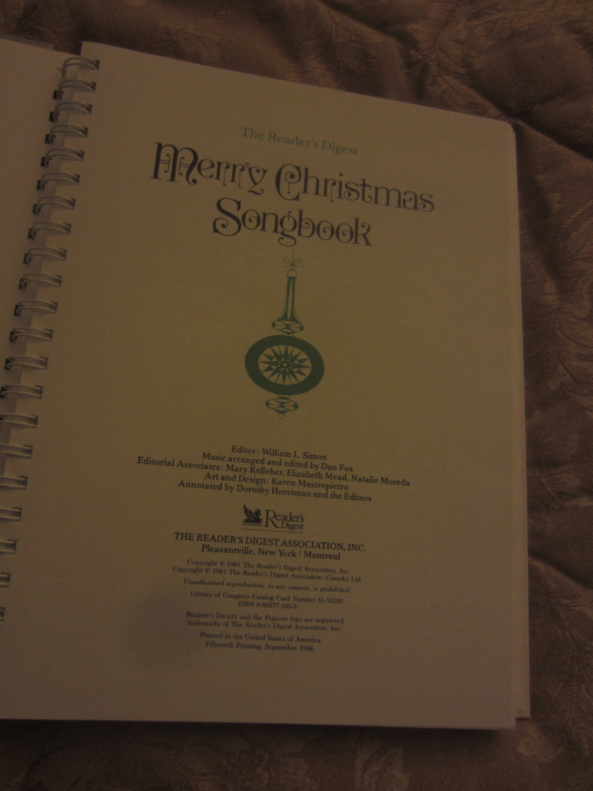 Readers Digest Merry Christmas Songbook 15TH PRINT 1996