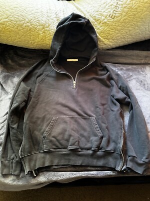 mnml 3/4 Zip Hoodie Black Men's Size Small Oversized Side Slit Good condition