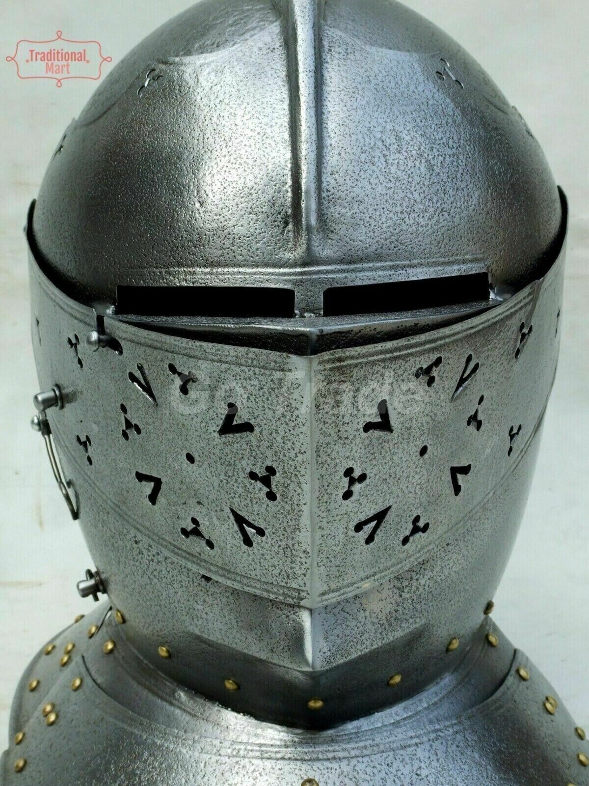 16ga Medieval European Closed Helmet Battle Ready Knight Medival Helmet Gift & D