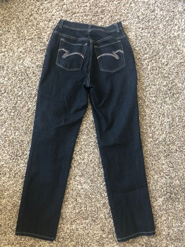 GLORIA VANDERBILT Jeans AMANDA Dark Blue Denim Rhinestone