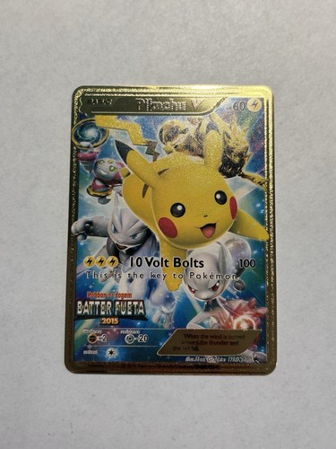 Pikachu Battle Festa 175/XY-P Promo Gold Metal Fan Art Pikachu Battle Festa 175/XY-P Promo Gold Metal Fan Art