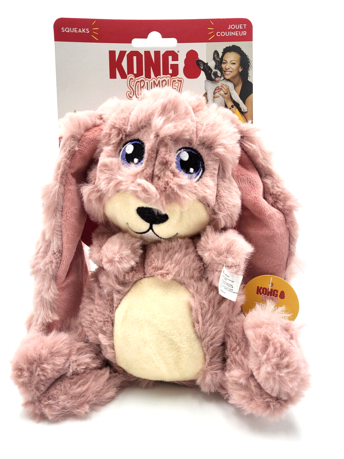 Kong Scrumplez Bunny Medium Soft Plush Squeaky Tug & Play Dog Toy