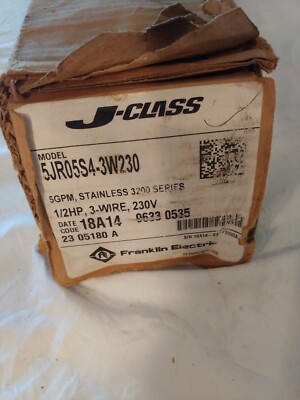 FRANKLIN 5JR05S4-3W230 .5HP 5GPM 230V 3-WIRE SS PUMP/MOTOR J-CLASS 96330535