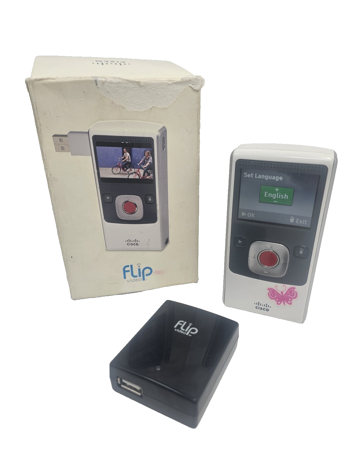 Cisco Flip Video UltraHD U260W 4GB White Silver Handheld Camcorder Bundle