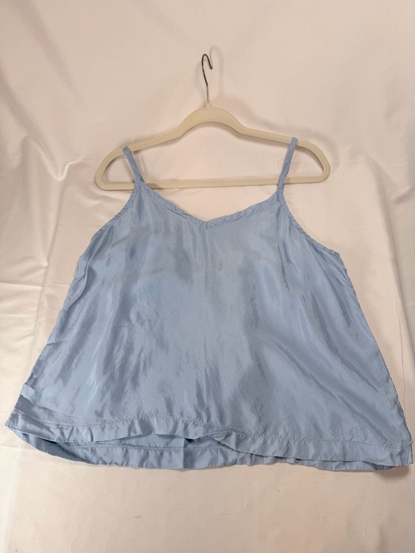 Athleta Womens Calm Cool Cami Light Blue Silk V-Neck Adjustable Strap Camisole