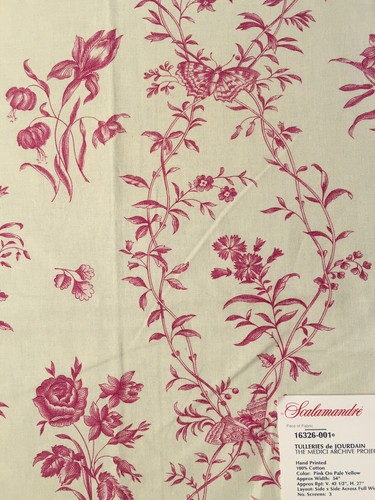 SCALAMANDRE “Tulleries De Jourdain” Medici Archive Hand Printed Cotton Fabric