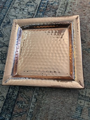 Large Solid Copper Hammered Square Tray 13''X13''