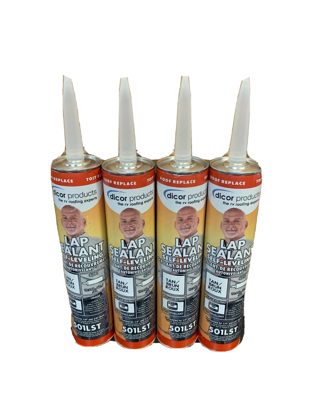 Dicor 501LST-1 Non-Sag Lap Sealant Tan 10.3oz Tube for Roof Repair (4-Pack)