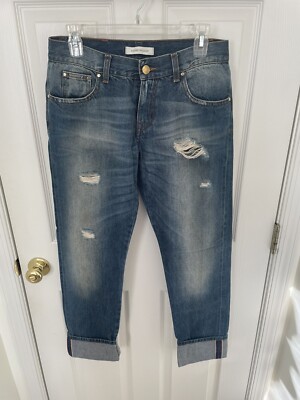 Pierre Balmain Cropped Distressed Boyfriend Jean sz 29