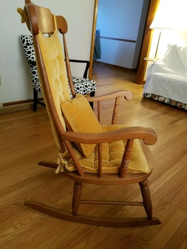 Antique solid wood adult rocking chair, Vintage wood rocking chair, wood rocker