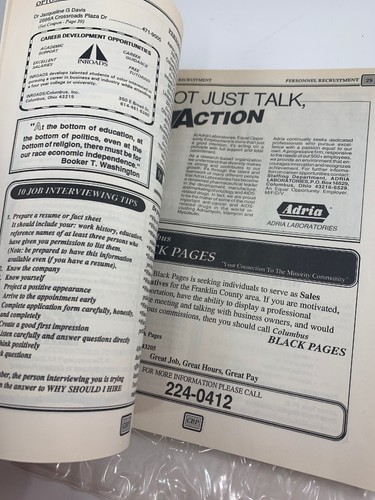 1993 1994 Columbus Black Pages Minority Business Directory Phone Book Vintage