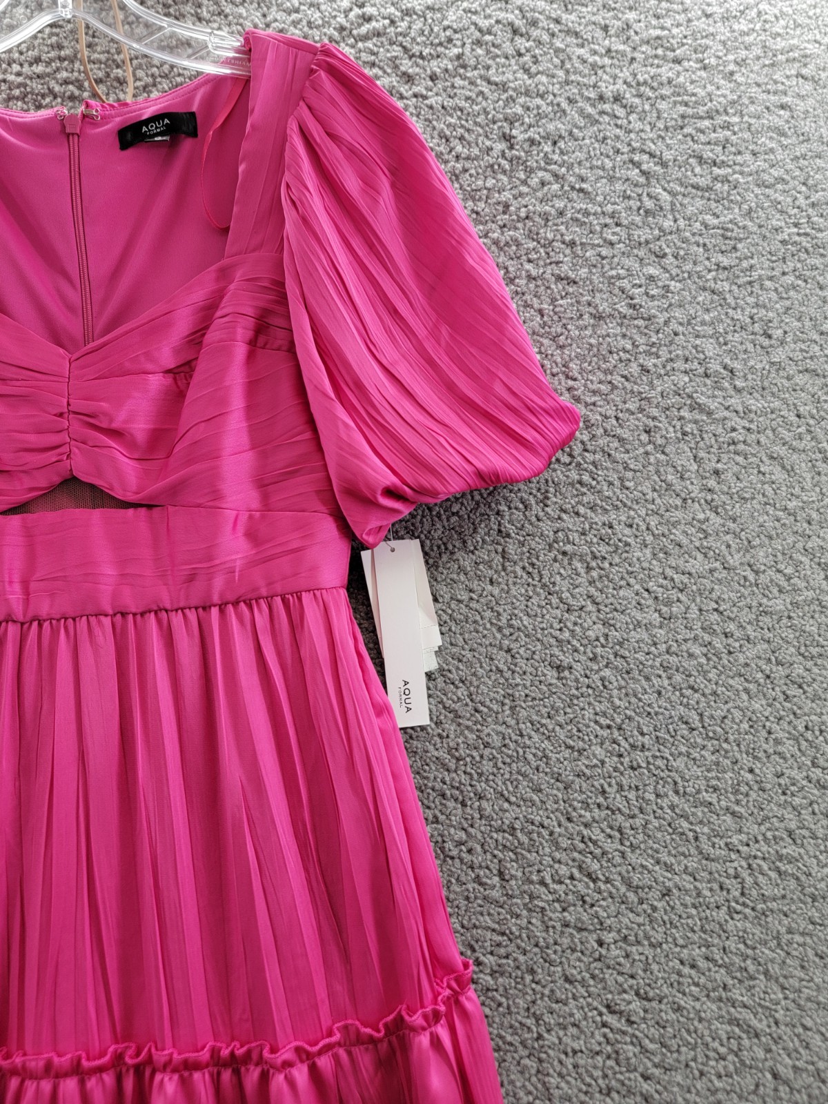 AQUA Formal Pleated Cutout A-Line Dress Women's 0 Pink Back Zipper Closure - Picture 6 of 19