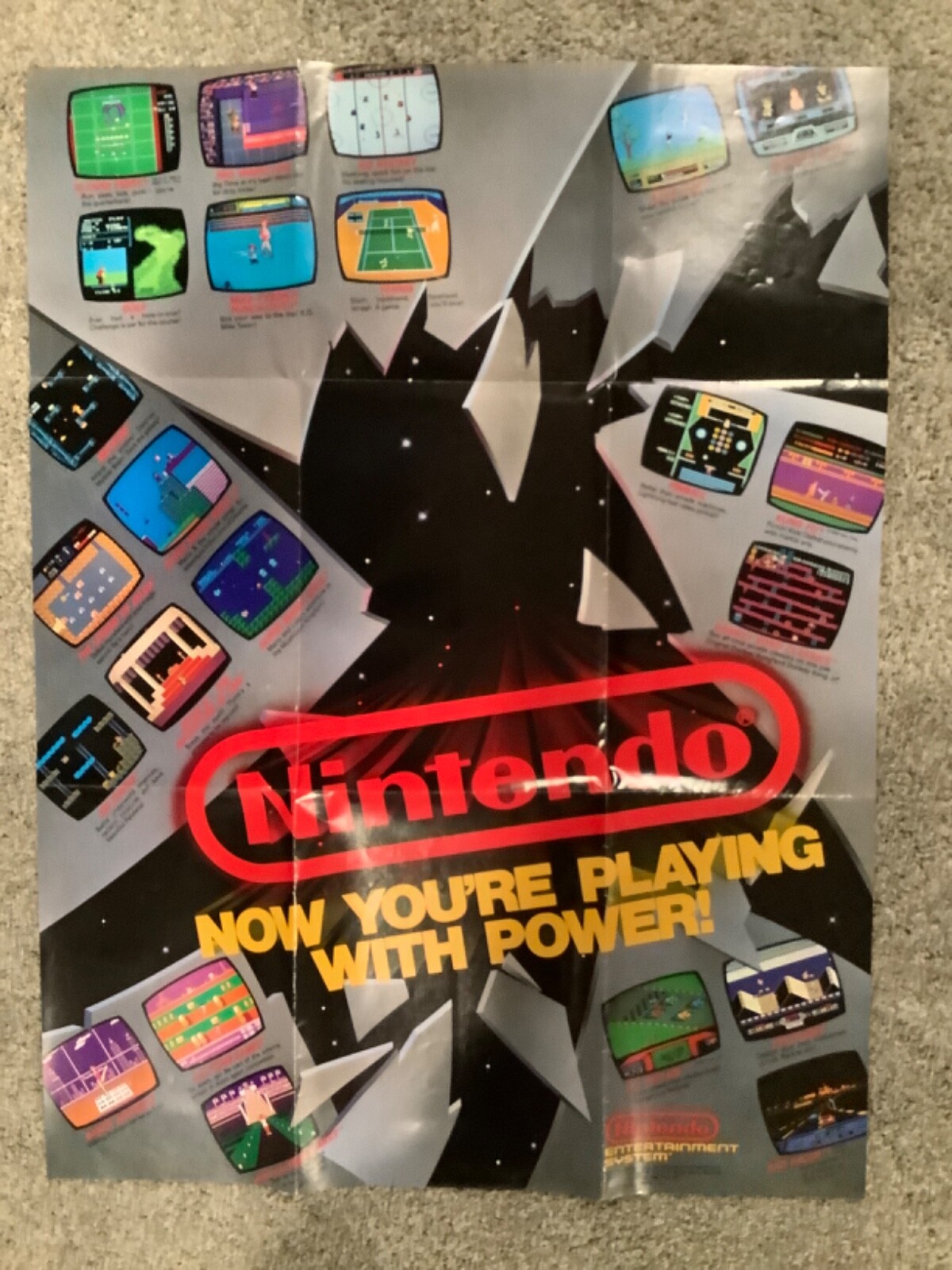 Now You're Playing With Power 1988 Nintendo NES Poster MINT