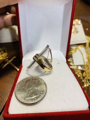 14K Saudi Gold Diamond Ring 6”