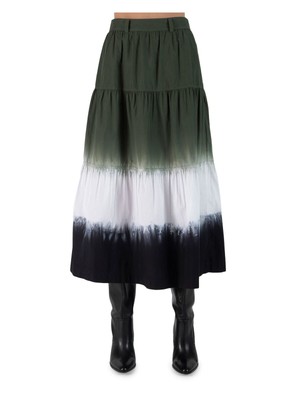 

DEREK LAM 10 CROSBY Зеленая многоуровневая юбка-трапеция миди с карманами на молнии и карманами, Зеленый