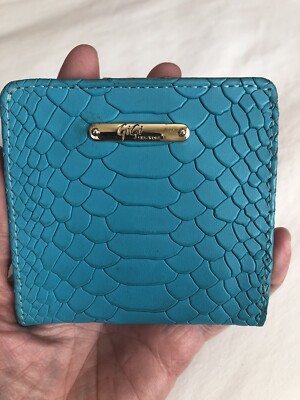 GiGi New York Python Embossed Turquoise Leather Wallet