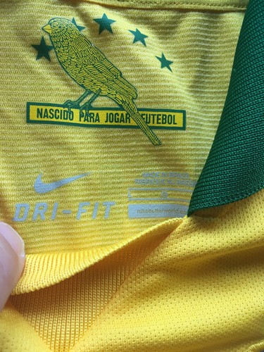 New Nike Large Dri Fit Mens Brasil Brazil FIFA CBF Soccer Jersey Shirt Yellow