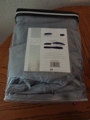 NEW S.L. FASHIONS 300 THREAD COUNT GRAY COTTON RICH QUEEN FLAT SHEET